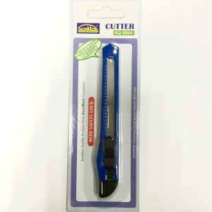 SUREMARK CUTTER WITH SAFETY LOCK COLOUR: BLUE MODEL: SQ-8804 SIZE: MEDIUM (9mm blade)